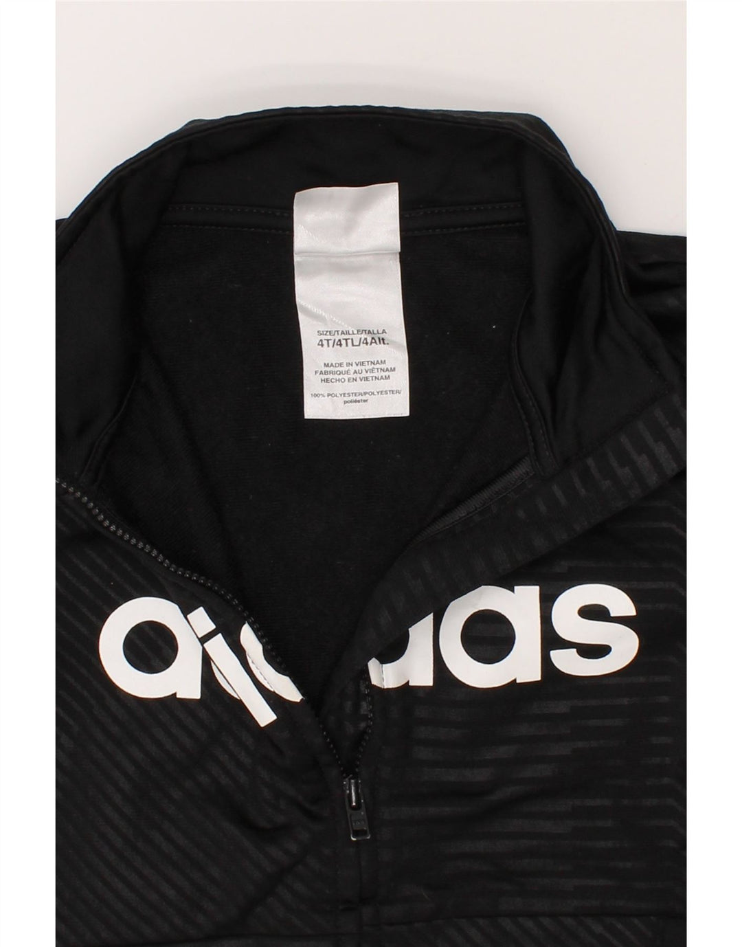 ADIDAS Boys Graphic Tracksuit Top Jacket 3-4 Years Black Striped Polyester Vintage Adidas and Second-Hand Adidas from Messina Hembry 