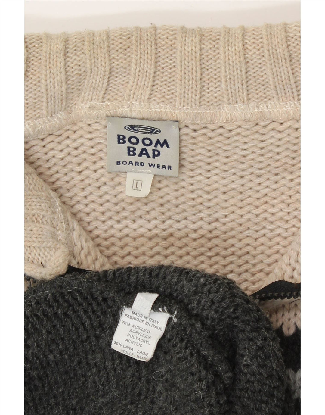 Pulover cardigan pentru bărbați BOOM BAP, mare, gri geometric, acrilic