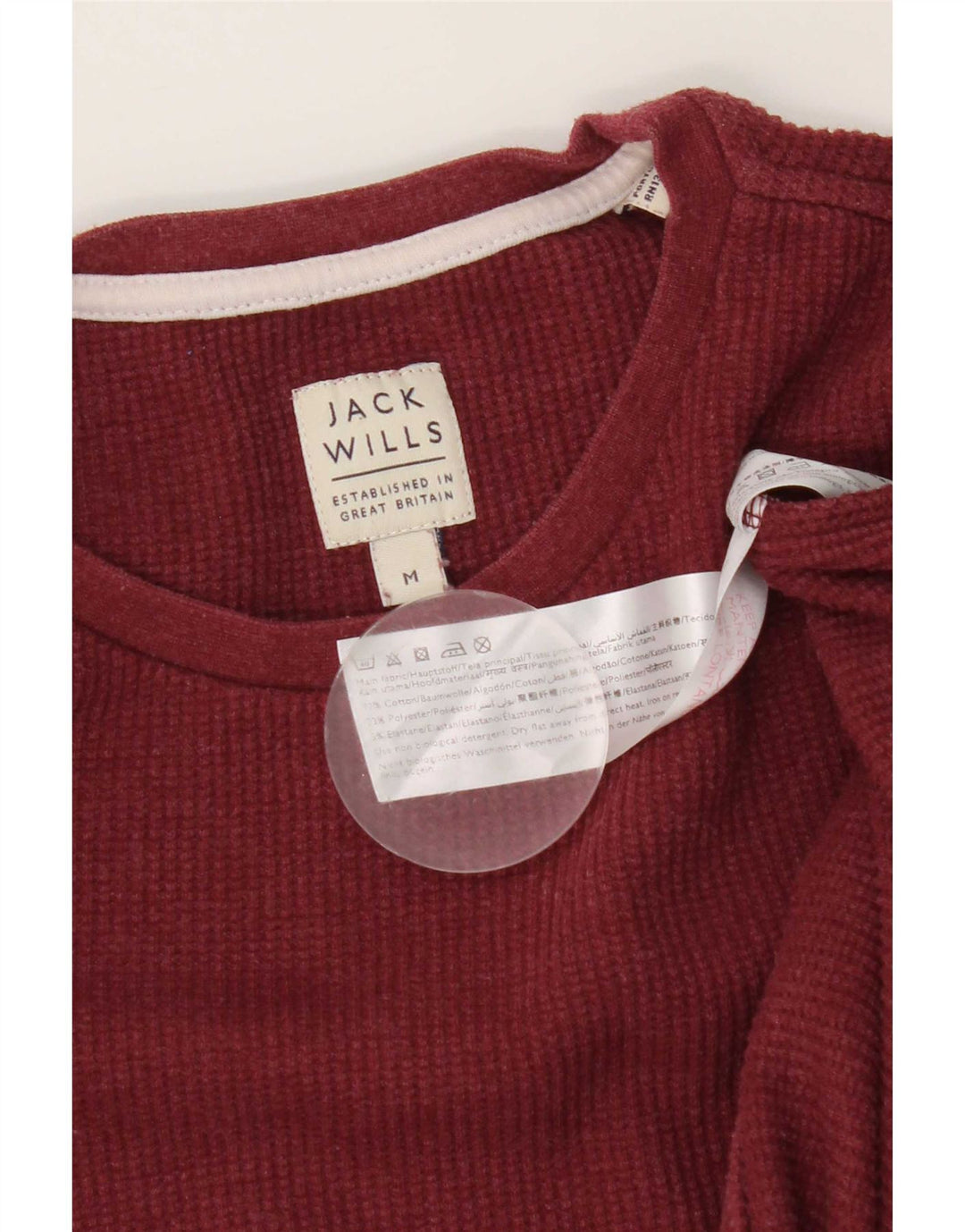 Top pentru bărbați Jack Wills cu mânecă lungă din bumbac burgundy mediu
