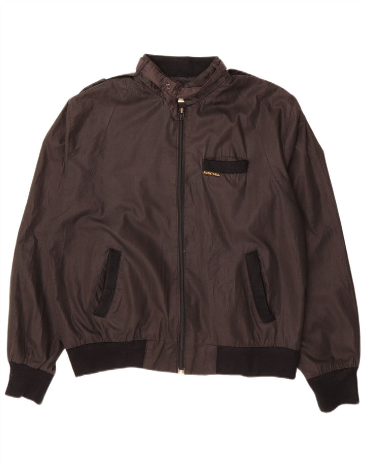 VINTAGE Mens Bomber Jacket UK 40 Large Black Polyester