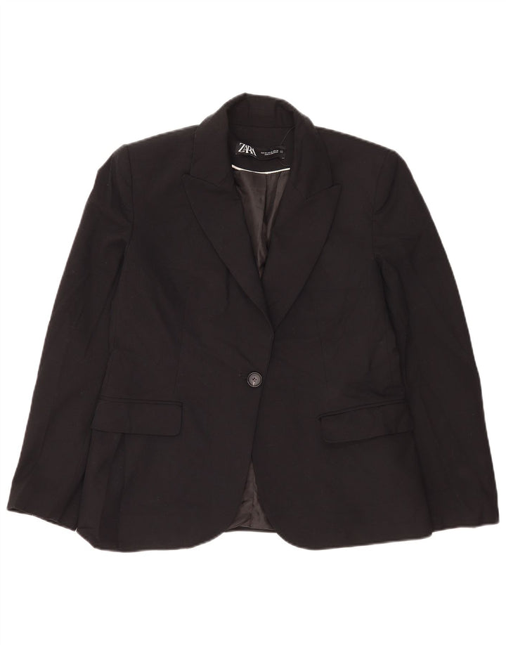 Blazer pentru femei Zara cu 1 nasture EU 40 Poliester mediu negru