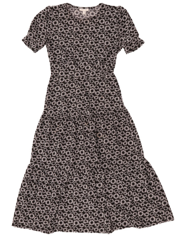 Rochie supradimensionată pentru femei Topshop UK 10 Poliester floral negru mic
