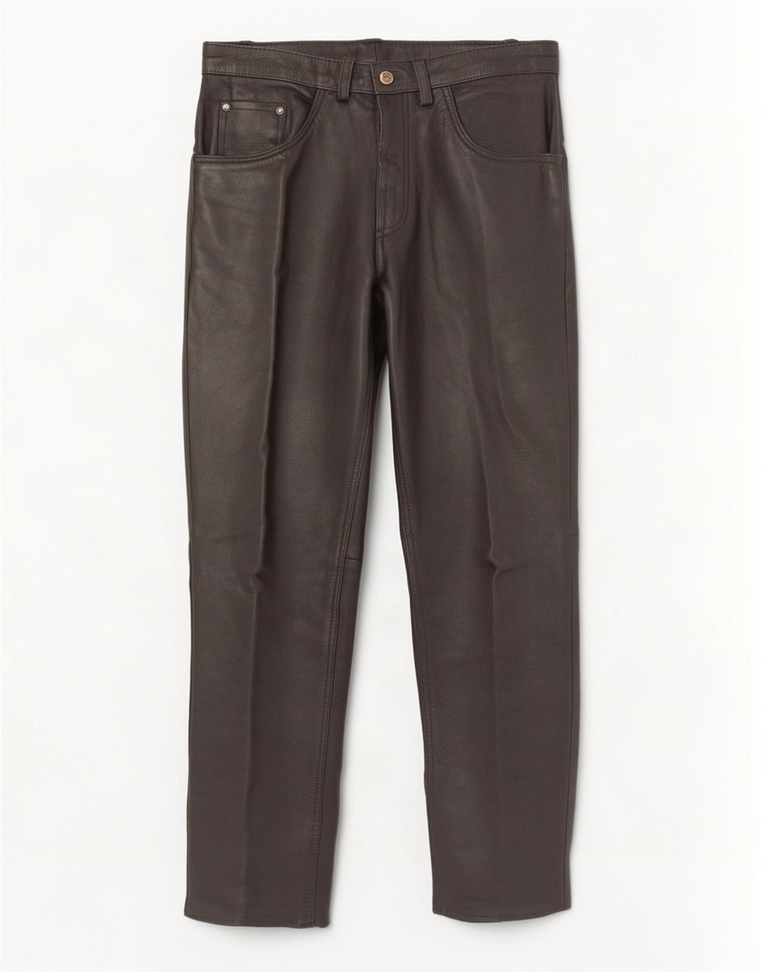 Pantaloni drepți din piele vintage pentru bărbați W34 L31 negri