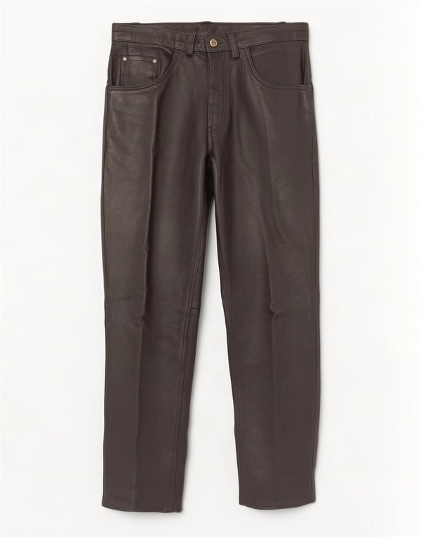 Pantaloni drepți din piele vintage pentru bărbați W34 L31 negri