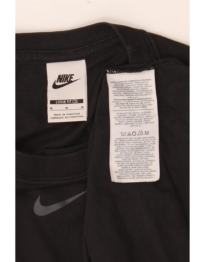 Rochie tricou grafică NIKE pentru femei, cu tăiere lentă, UK 14, bumbac mediu negru