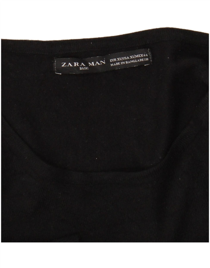 Pulover pentru bărbați Zara, cu decolteu, XL, negru