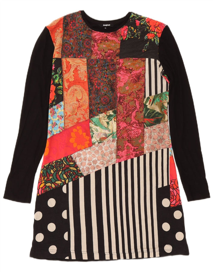 Rochie tricou cu mânecă lungă pentru femei Desigual UK 14 Medium Black Patchwork