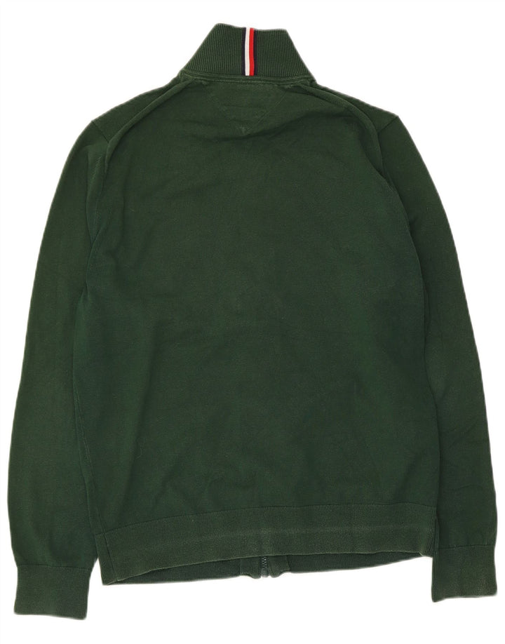 Pulover cardigan cu fermoar complet Tommy Hilfiger pentru bărbați, bumbac verde mediu