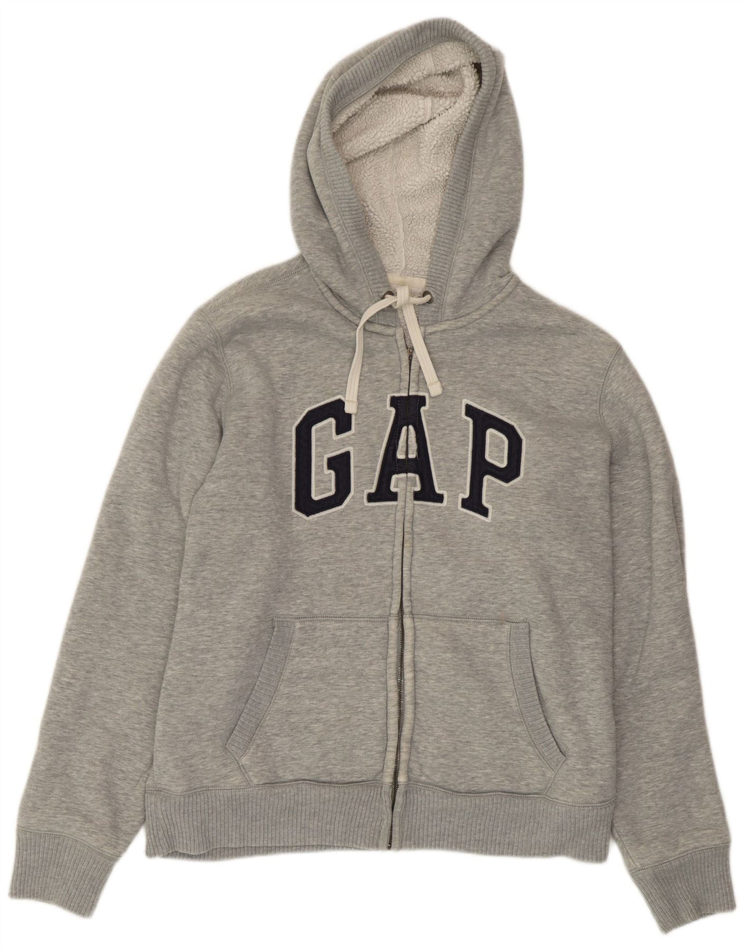 Gap Pulover cu capota cu fermoar grafic pentru bărbați, mare, gri, bumbac