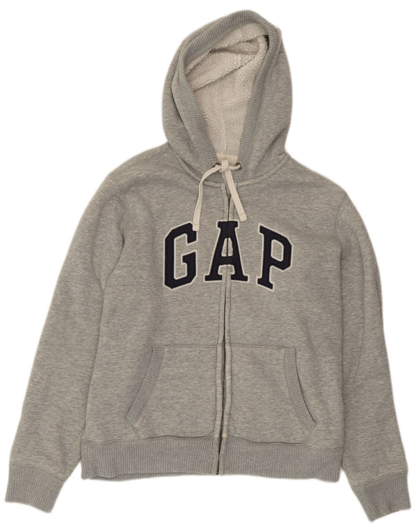 Gap Pulover cu capota cu fermoar grafic pentru bărbați, mare, gri, bumbac