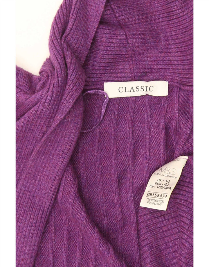 Pulover cardigan deschis pentru femei Marks & Spencer UK 14 Viscoză violet mediu