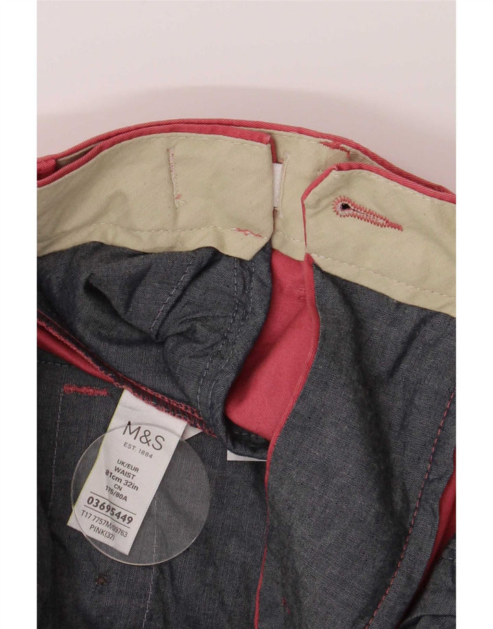 Pantaloni scurți chino pentru bărbați Marks & Spencer, de culoare normală, W32, bumbac roz mediu
