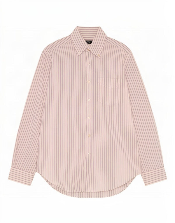 Dack's Mens Shirt Small White Striped Cotton