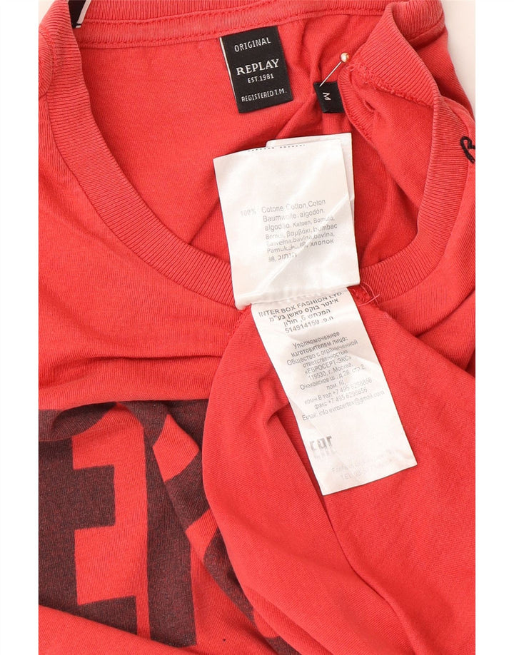 REPLAY Tricou grafic pentru bărbați Top din bumbac roșu mediu