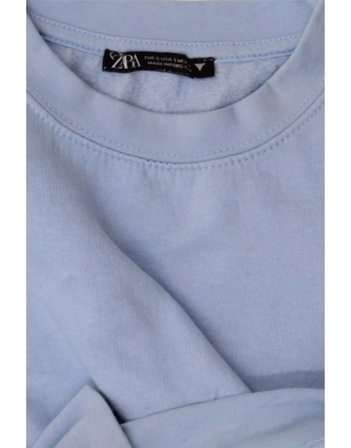 Pulover oversize Crop pentru femei Zara UK 10 Small Blue