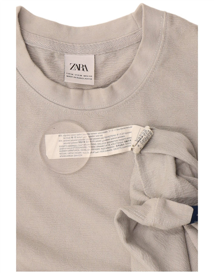 Tricou pentru bărbați Zara Top din bumbac gri mediu