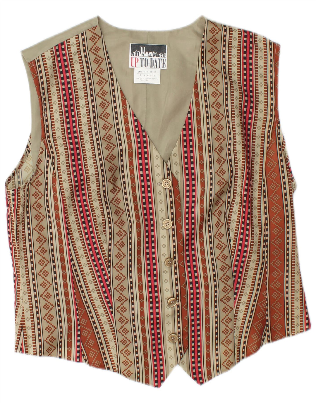 Vestă vintage pentru femei UK 14 Poliester geometric multicolor mediu