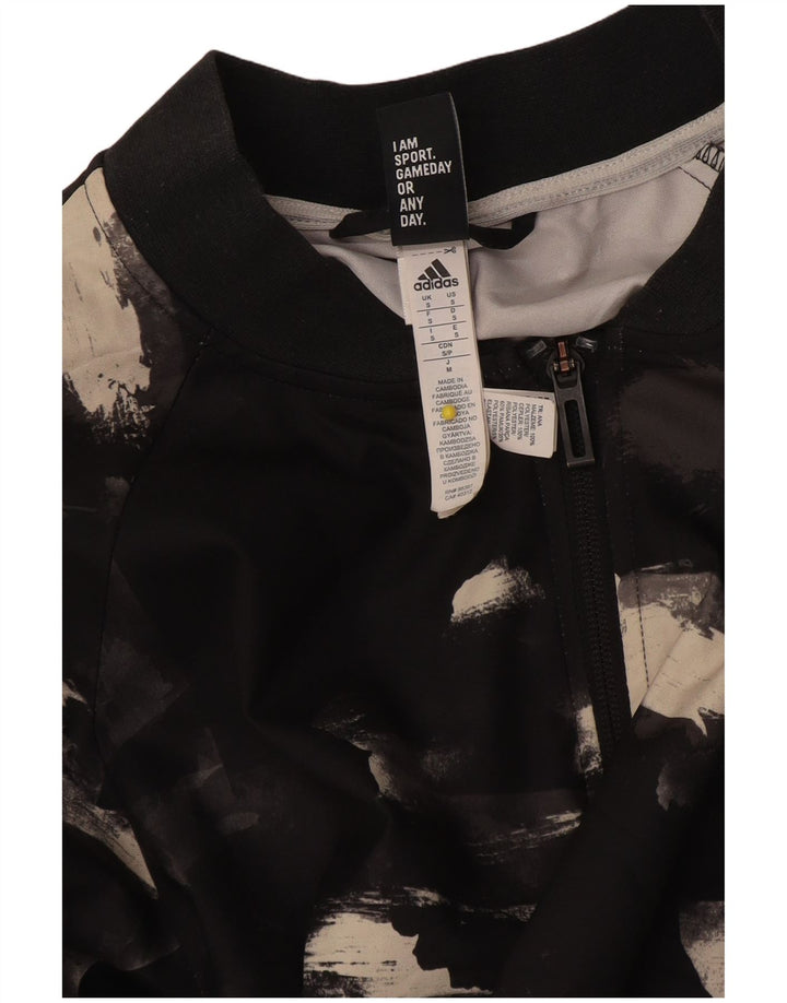 Jachetă de top pentru trening Adidas pentru femei cu model abstract, UK 10 Small Black