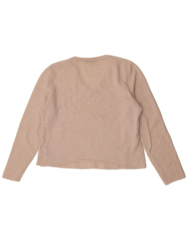 Pulover cu decolteu în V Tommy Hilfiger pentru femei, UK 18 XL, lână alb catifelat