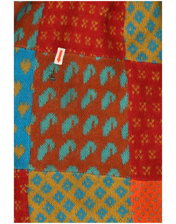 Fustă A-Line tricotată vintage pentru femei W26, patchwork multicolor mic