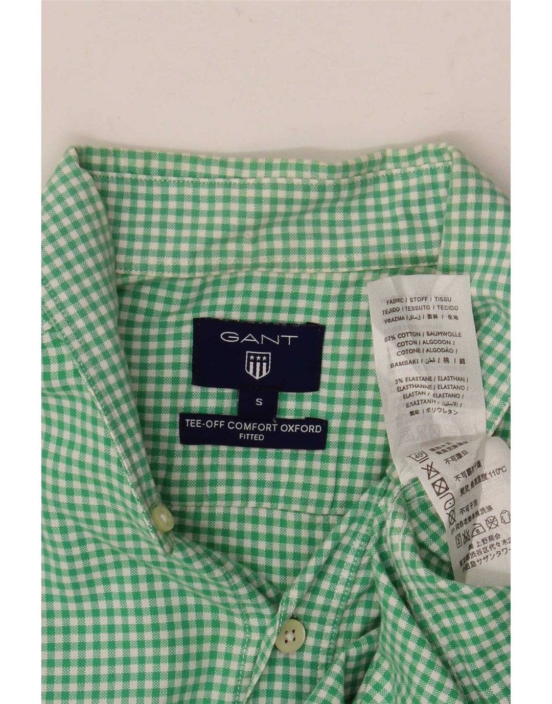 Cămașă Gant pentru bărbați, bumbac cu carouri mici, verde