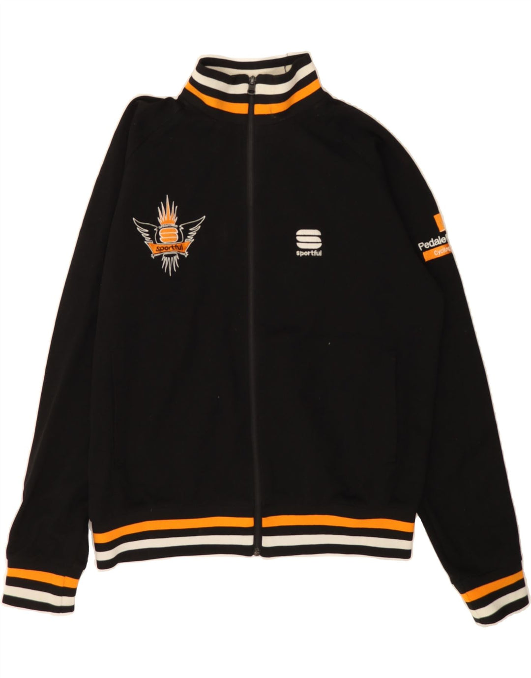 SPORTFUL Mens Graphic Tracksuit Top Jacket Medium Black Polyamide Vintage Sportful and Second-Hand Sportful from Messina Hembry 