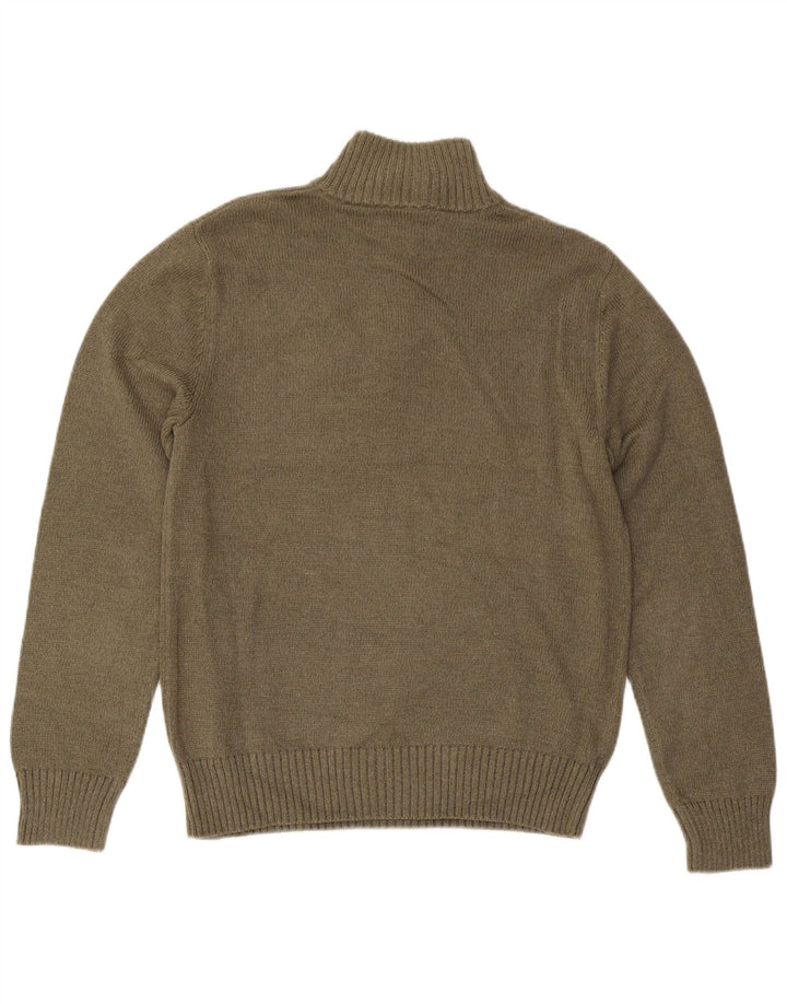 EDDIE BAUER Pulover pentru bărbați cu fermoar și gât, bumbac mic kaki