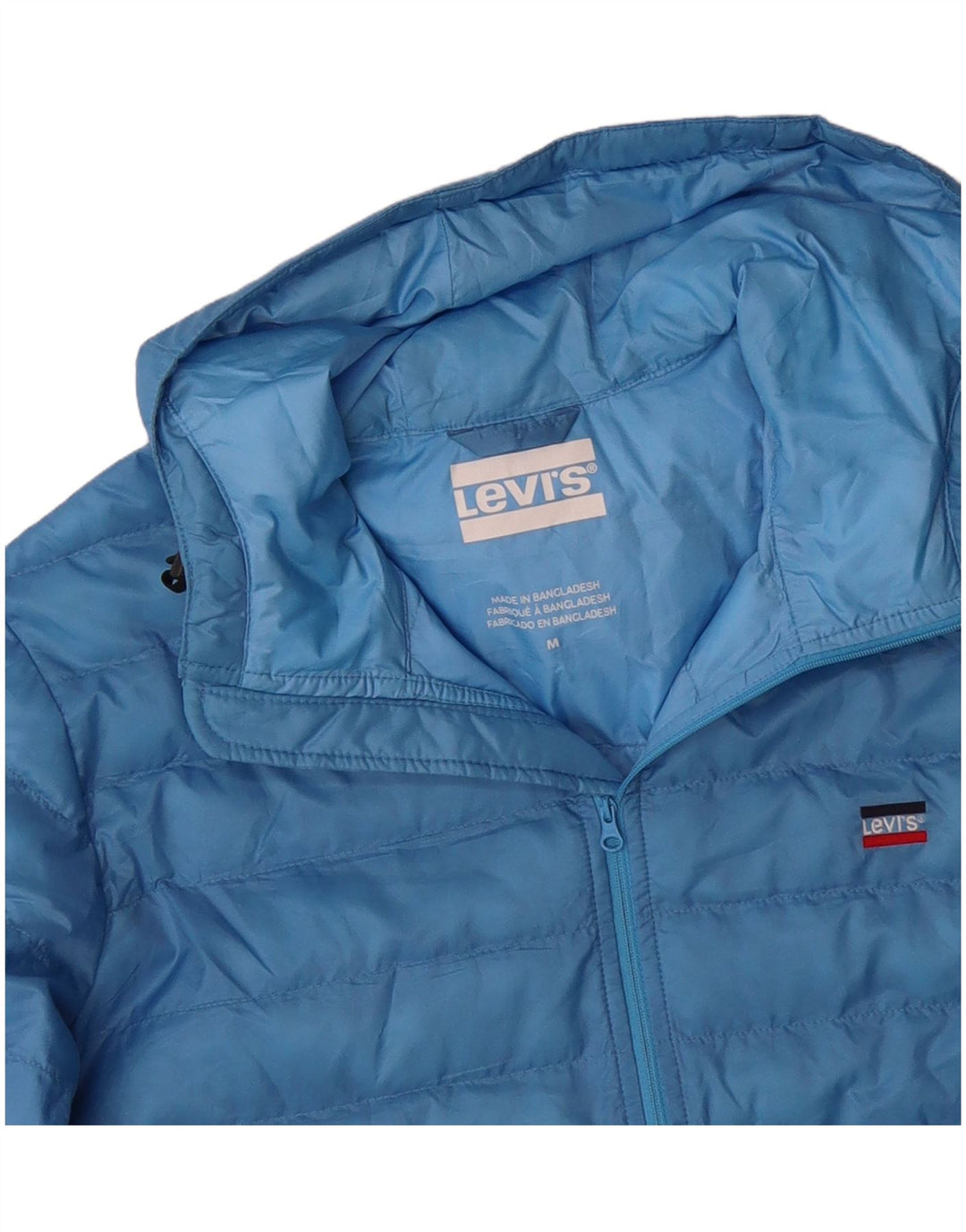 LEVI'S Mens Hooded Padded Jacket UK 38 Medium Blue Polyester
