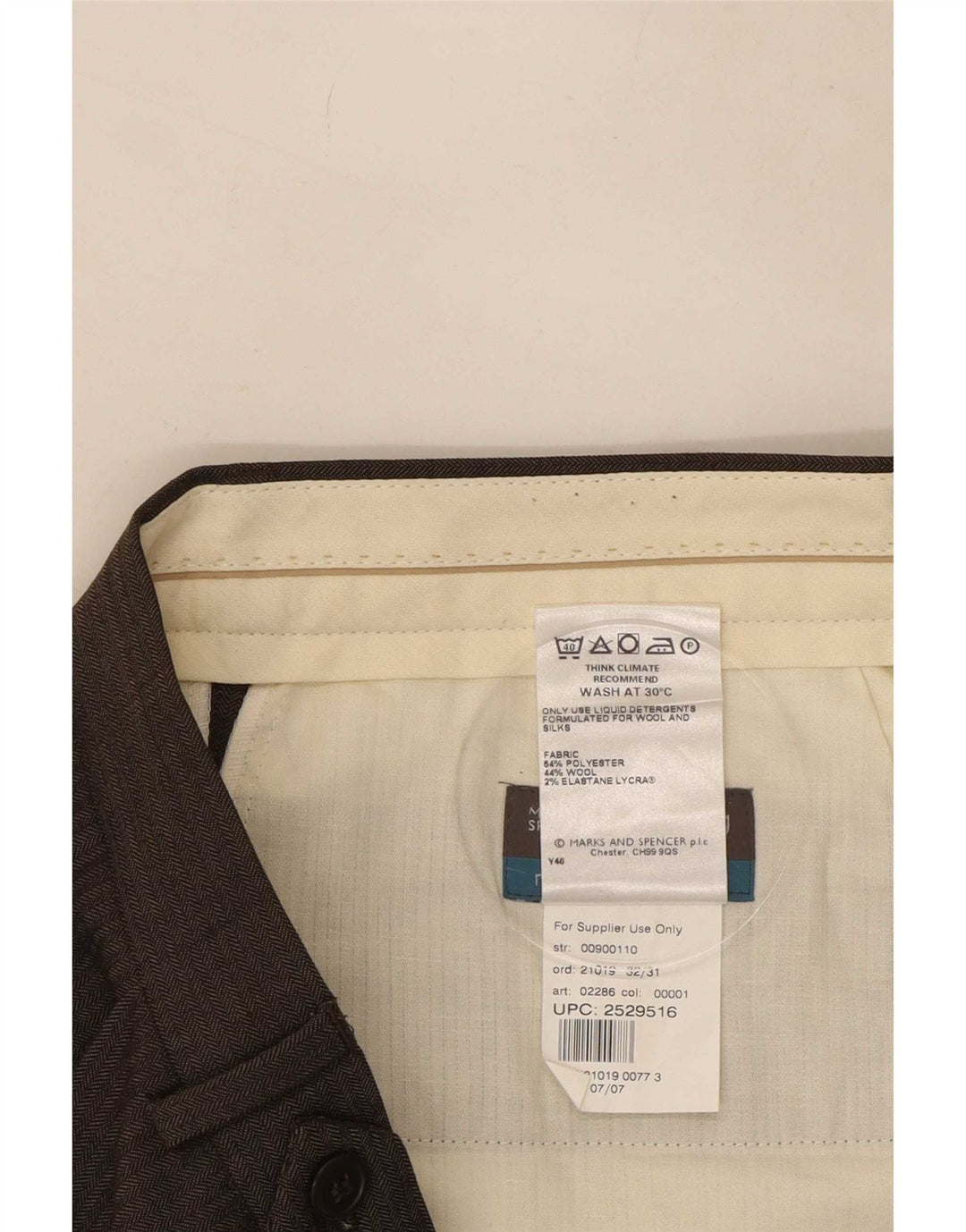 Pantaloni de costum pentru bărbați Marks & Spencer L32 L31 Maro Poliester