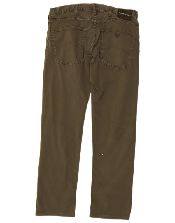 Pantaloni casual drepti pentru bărbați Emporio Armani L32 L27 Bumbac kaki
