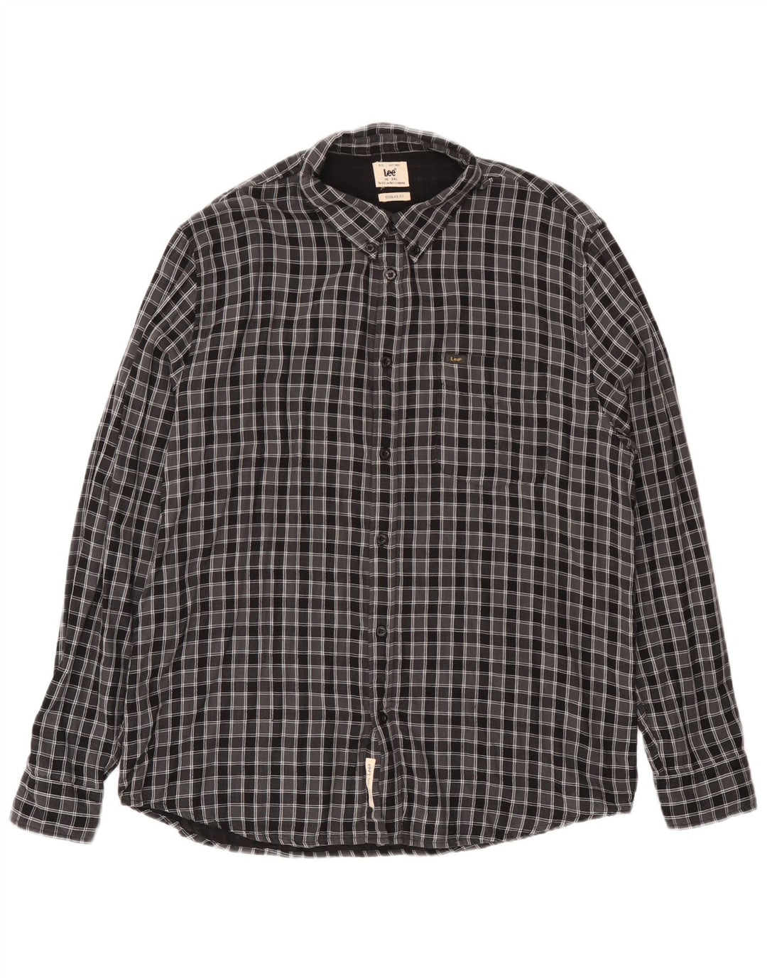 Cămașă de flanel pentru bărbați Lee, 2XL, bumbac negru cu carouri