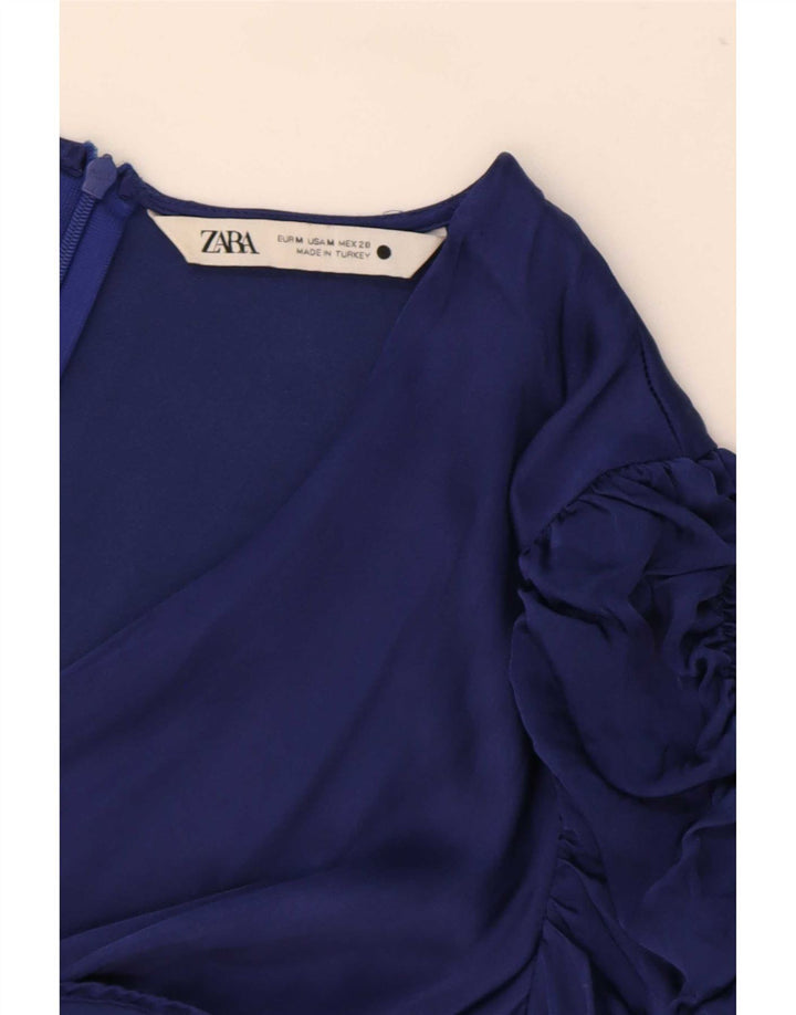 Costum pentru femei Zara cu mâneci 3/4 UK 12, viscoză albastră medie