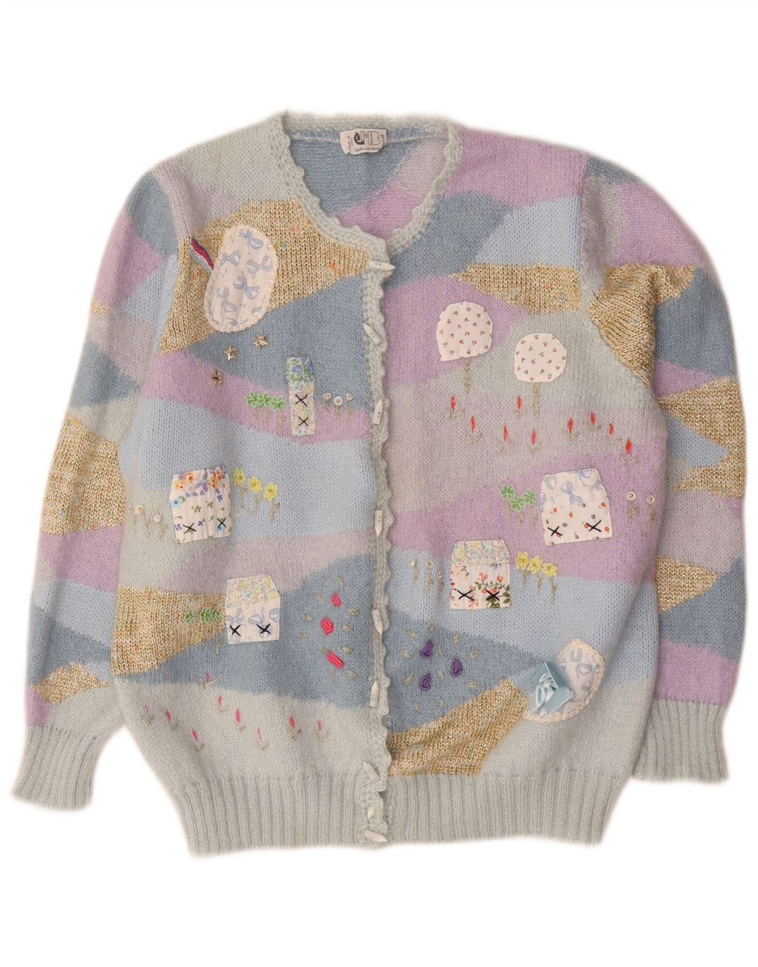 Pulover Cardigan Vintage pentru Damă UK 14 Medium Multicolor Noutate
