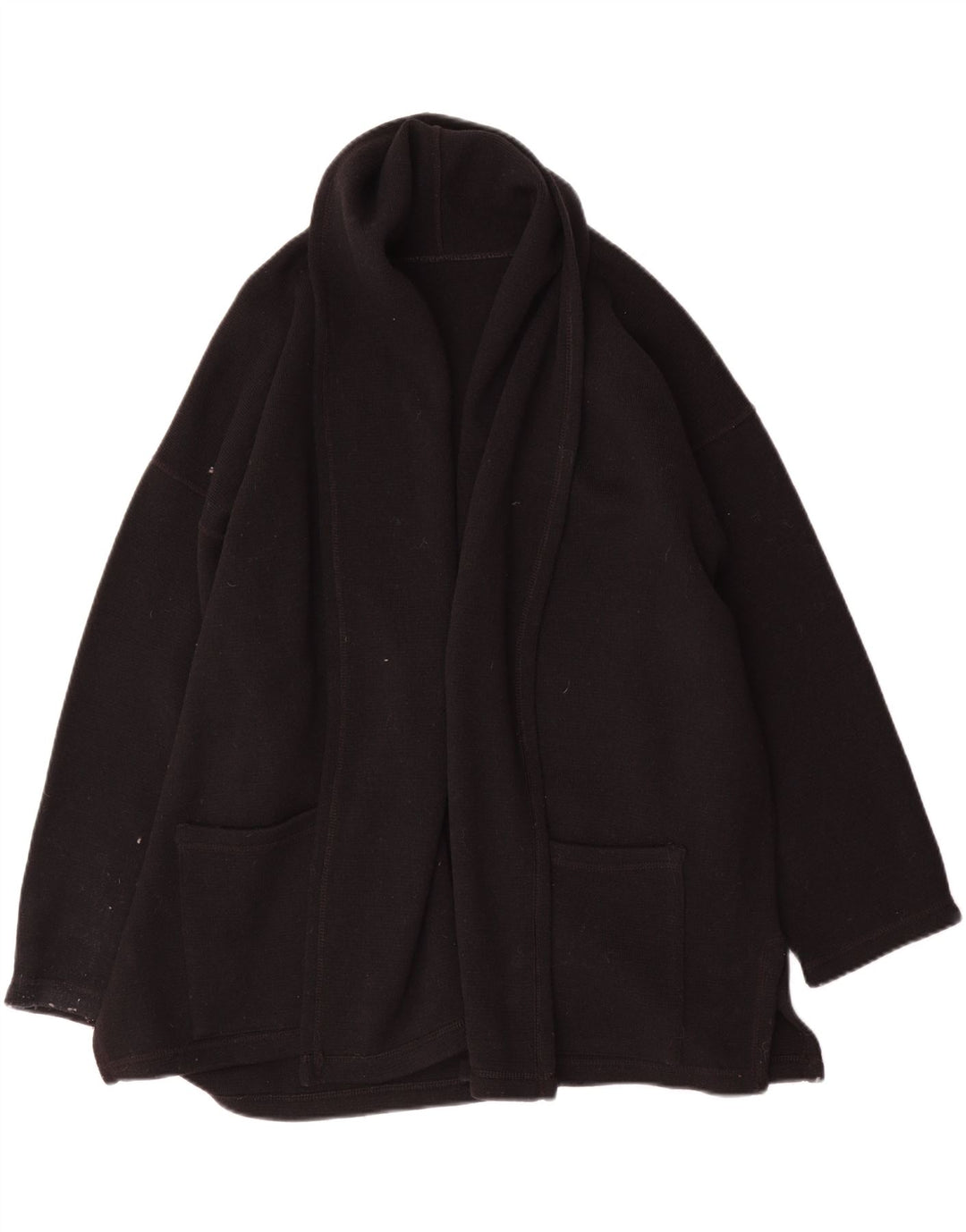 Pulover cardigan supradimensionat vintage pentru femei UK 14 Lână neagră medie