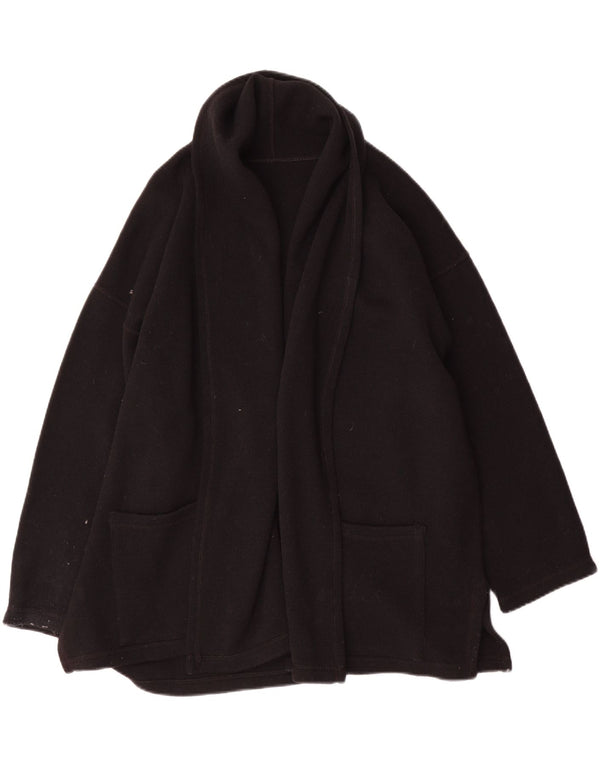 Pulover cardigan supradimensionat vintage pentru femei UK 14 Lână neagră medie