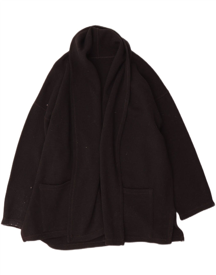 Pulover cardigan supradimensionat vintage pentru femei UK 14 Lână neagră medie