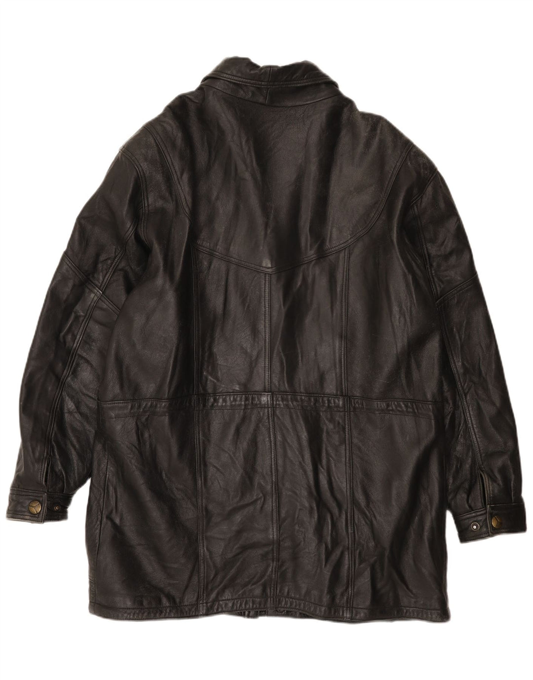 VINTAGE Mens Leather Coat UK 40 Large Black