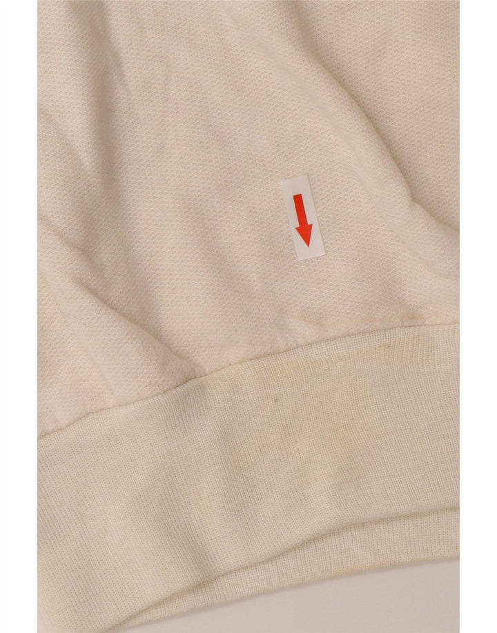 Hanorac vintage pentru femei cu gât cu nasturi Pulover IT 44 Medium White Colorblock