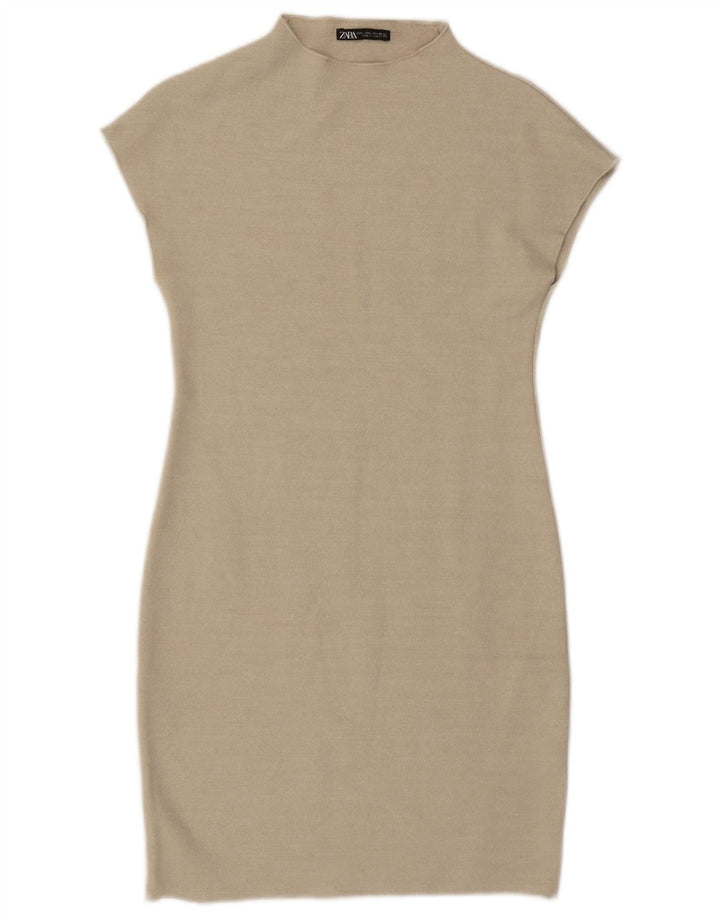 Rochie teacă pentru femei Zara UK 14 mare, bej, viscoză