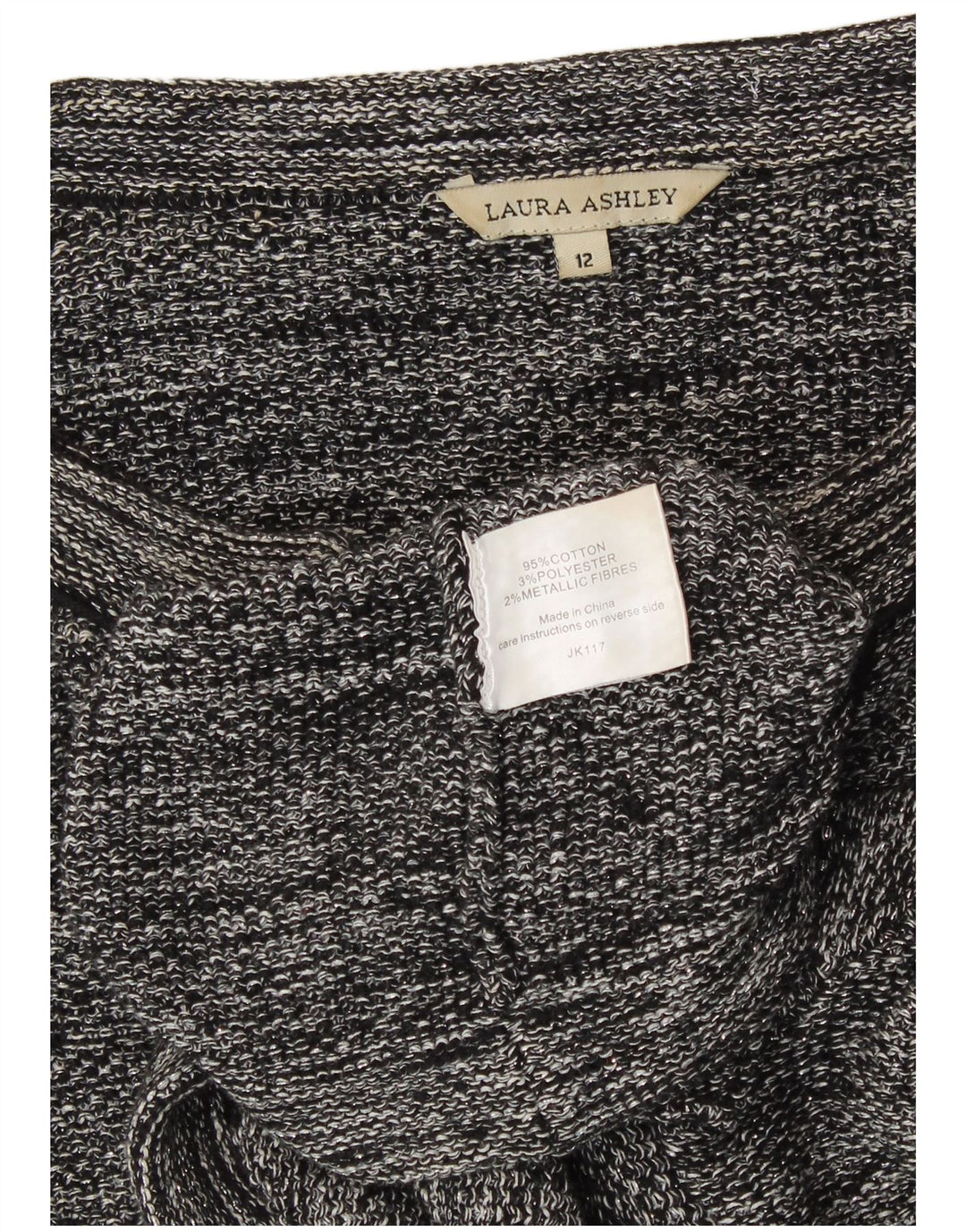 Pulover bolero deschis pentru femei Laura Ashley UK 12, bumbac gri mediu