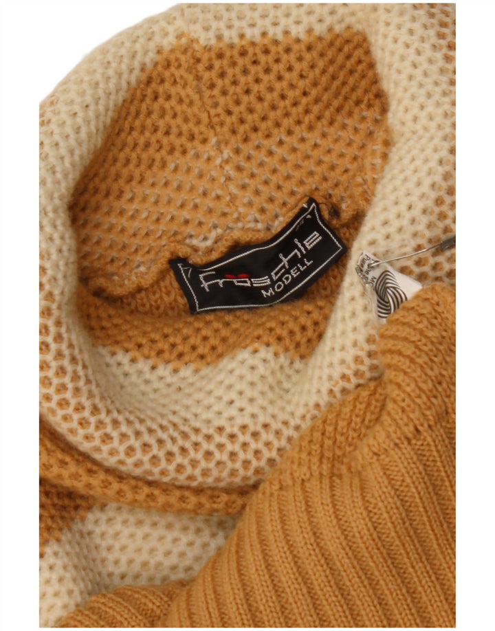 Pulover pentru femei VINTAGE cu gât rulat IT 44 Medium Bej cu dungi