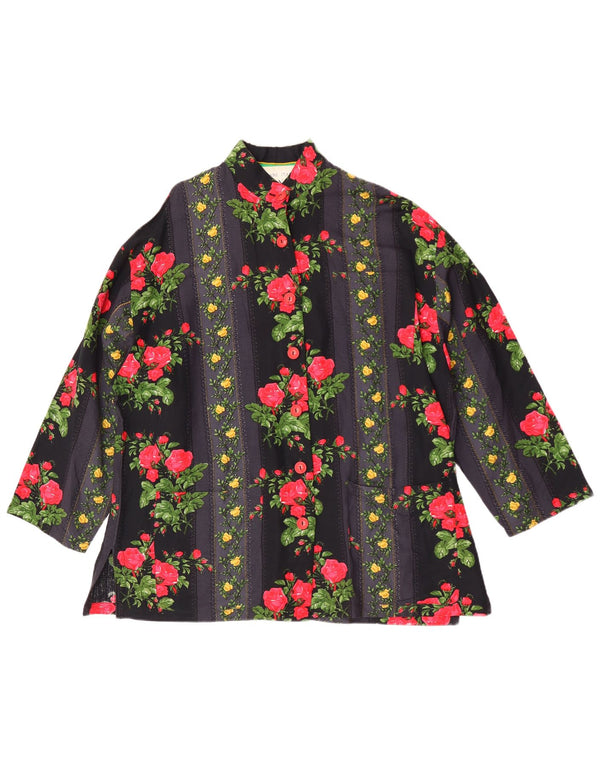 Bluză cămașă supradimensionată pentru femei Avenue, cu mâneci 3/4, IT 42 Medium Negru Floral
