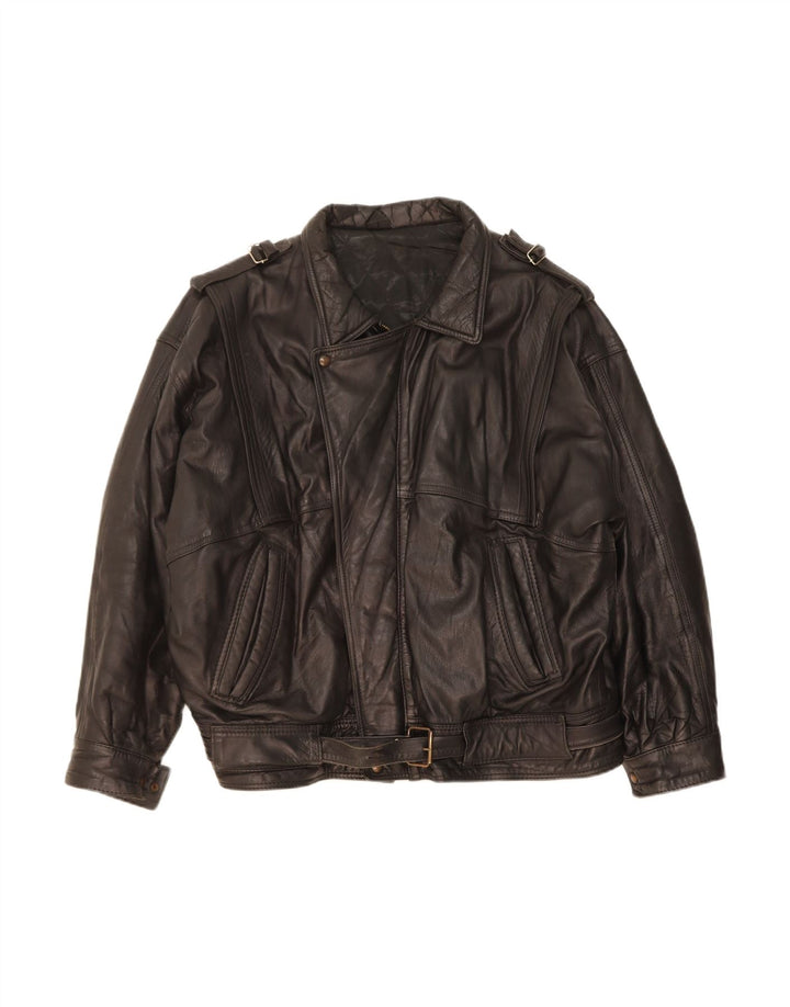 Jachetă de piele pentru bărbați VINTAGE UK 44 2XL din piele neagră