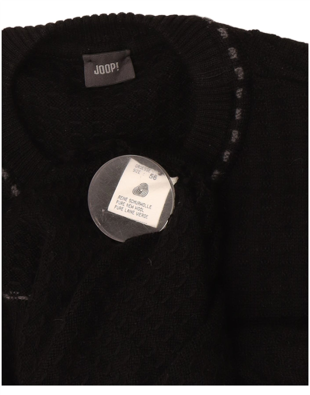 Pulover Joop pentru bărbați cu gât roșu EU 56 XL Lână neagră