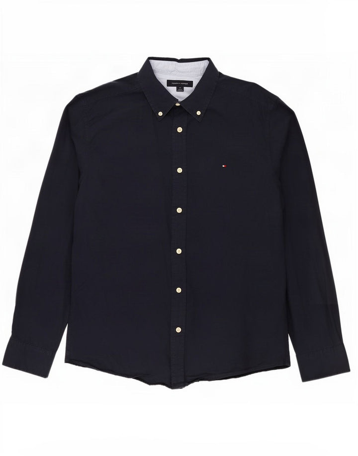 Cămașă pentru bărbați Tommy Hilfiger, bumbac mediu albastru bleumarin