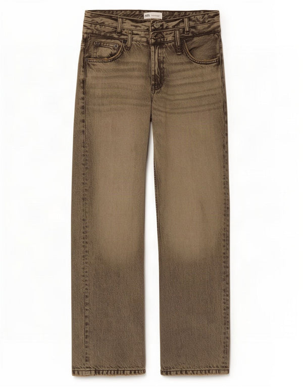 Blugi Zara femei cu talie înaltă cu picioare largi EU 36 XS W26 L29 bumbac gri