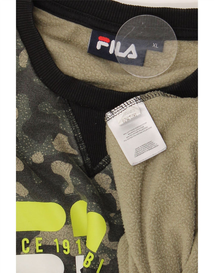 Hanorac grafic pentru bărbați Fila Jumper XL Kaki Camuflaj Bumbac