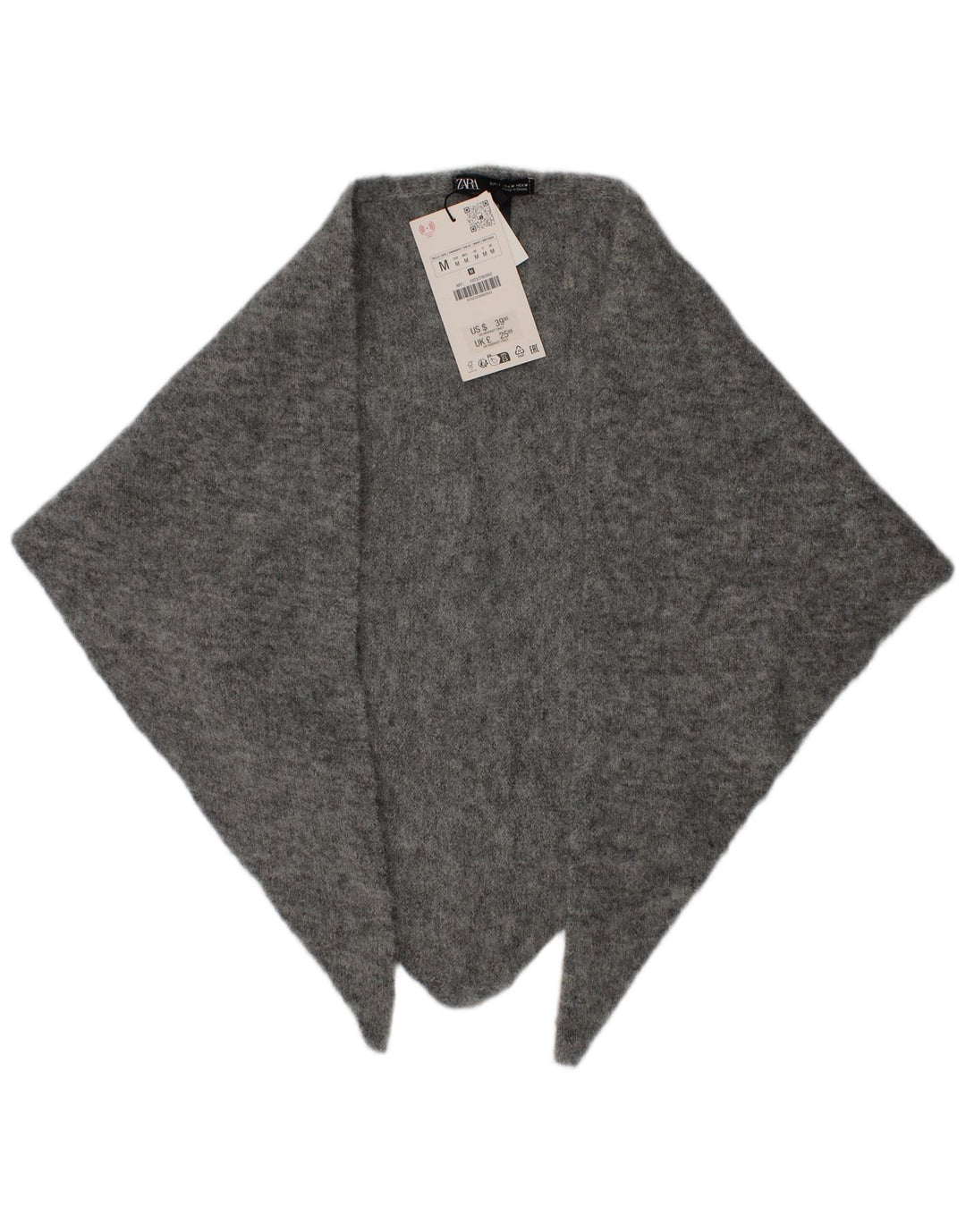 Şal tricot pentru femei Zara, gri mediu acrilic