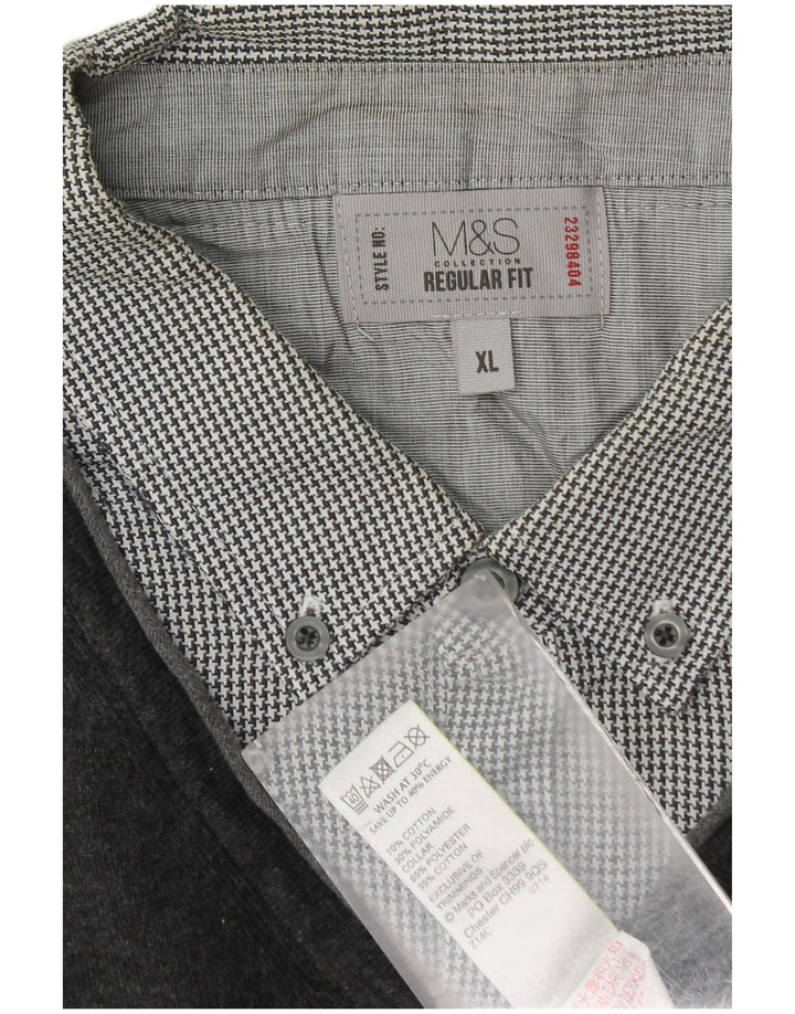 Pulover pentru bărbați Marks & Spencer, cu decolteu în V, XL, bumbac gri