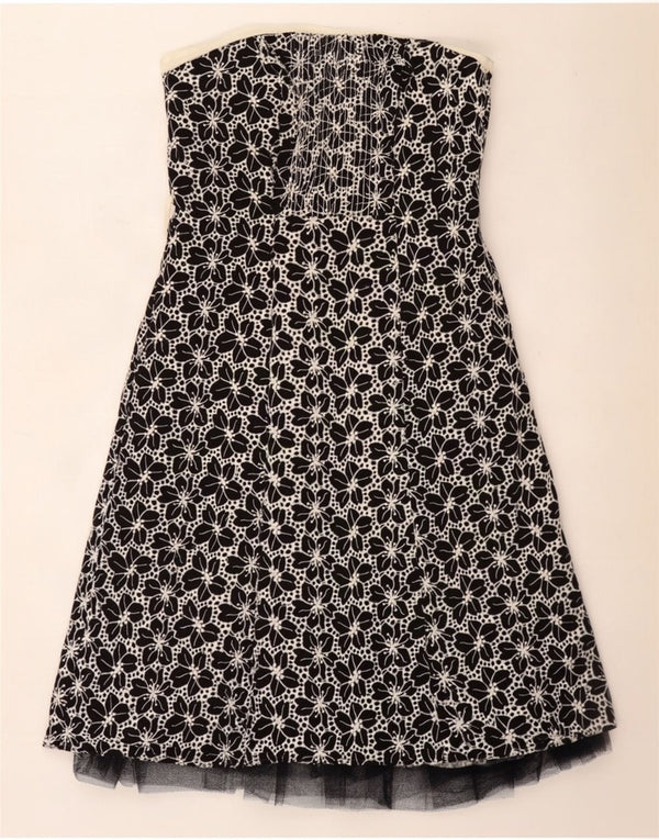 Principles Womens Straples Dress UK 10 Small Black Floral Bumbac